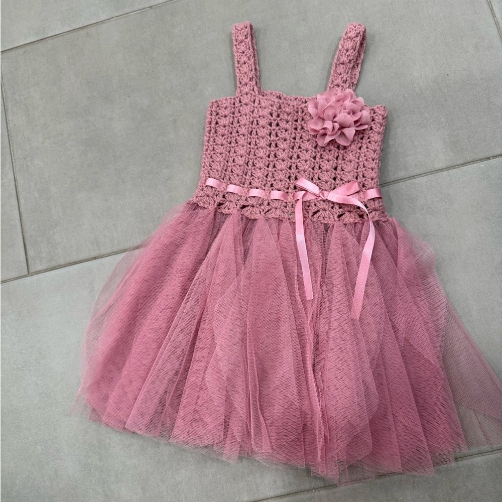 Elegant Pink Baby Dress with Floral Accent